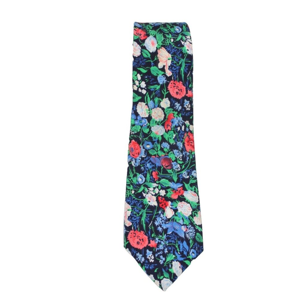 VTG Men's Tie Leonardo Floral Bold Bright Colorful Retro Italian Silk Italy